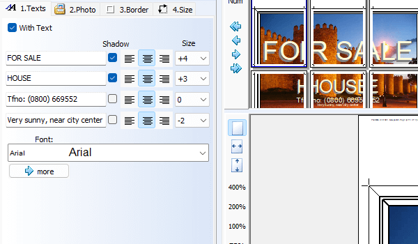 Adding custom text and shadows in Posteriza