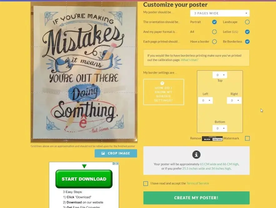 Block Posters online tool step by step interface