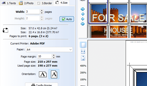 Posteriza size tab settings showing grid lines