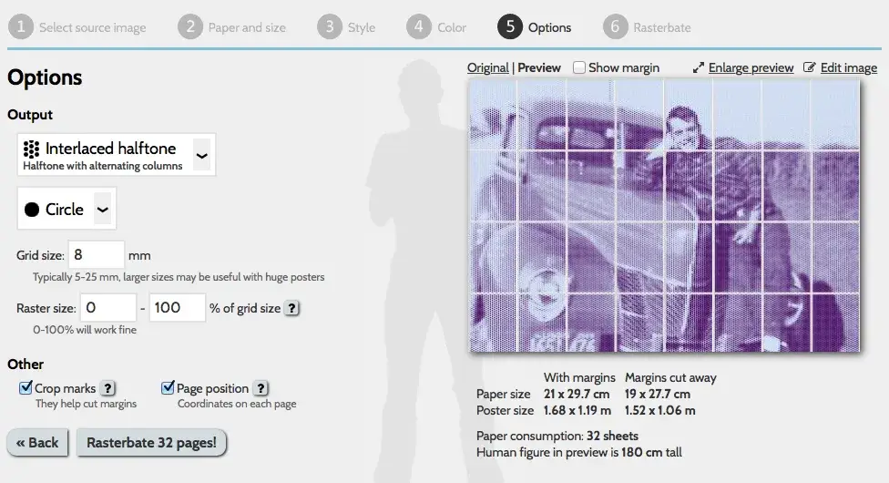 The Rasterbator wall art example showing halftone dots